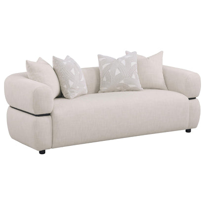 Unique Piece Furniture Jeanette 84-inch Fabric Upholstered Round Arm Sofa Beige