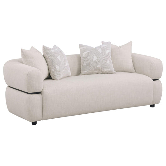 Unique Piece Furniture Jeanette 84-inch Fabric Upholstered Round Arm Sofa Beige
