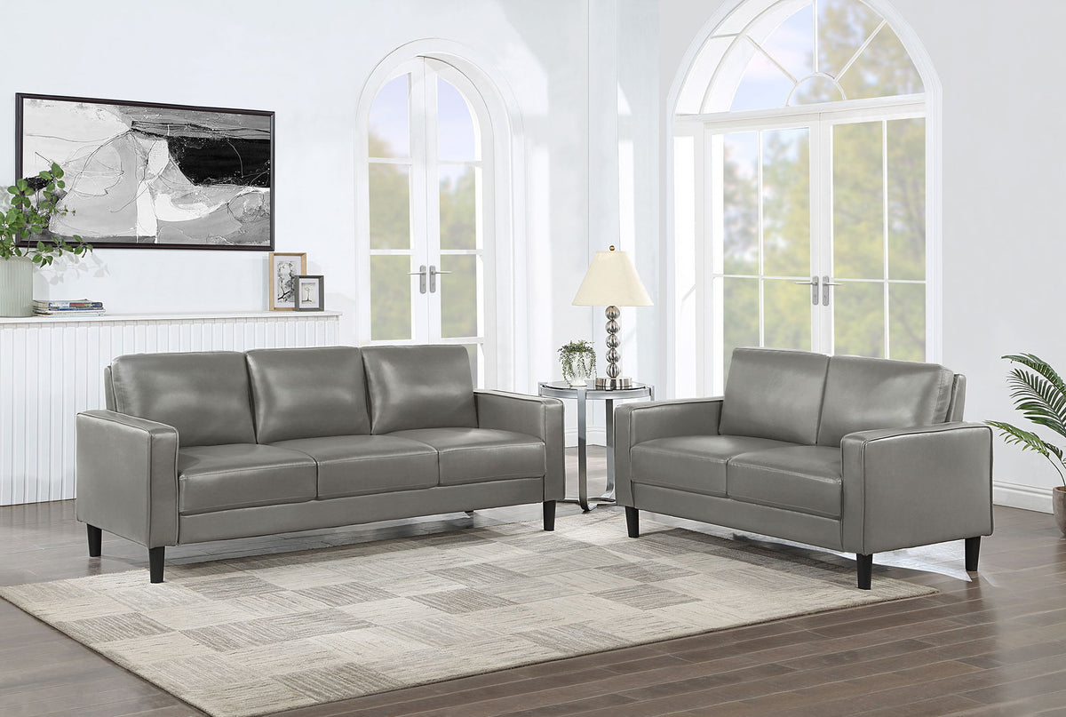 Unique Piece Furniture - Ruth 2-piece Upholstered Track Arm Sofa Set Grey