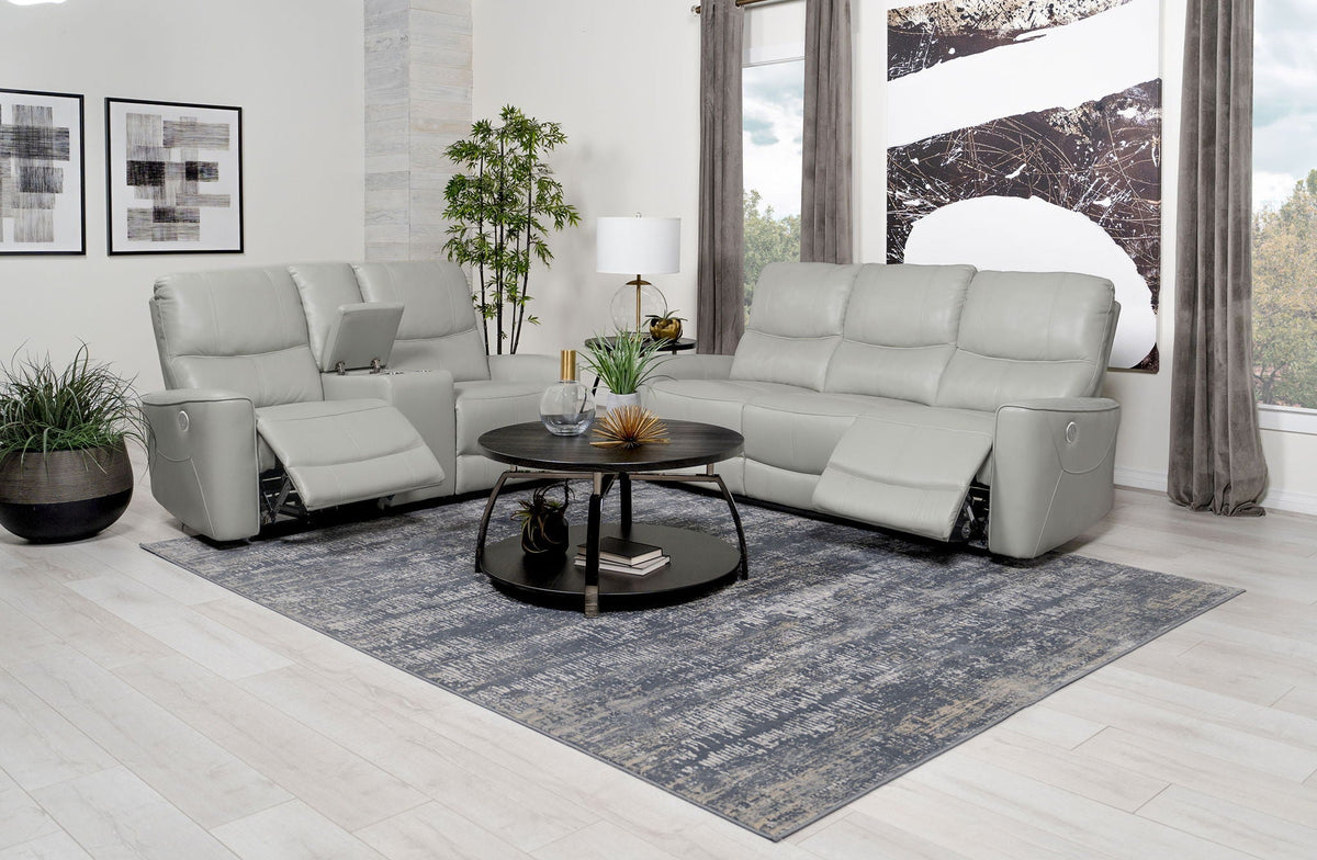 Unique Piece Furniture - Greenfield 2-piece Power Reclining Sofa Set Dove Grey