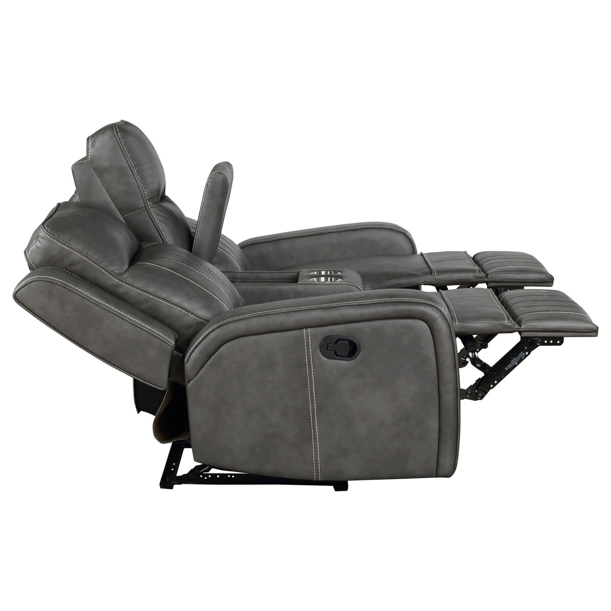 Unique Piece Furniture - Raelynn Upholstered Track Arm Motion Loveseat Grey