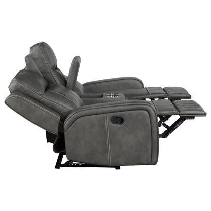 Unique Piece Furniture - Raelynn Upholstered Track Arm Motion Loveseat Grey