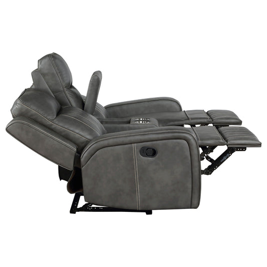 Unique Piece Furniture - Raelynn Upholstered Track Arm Motion Loveseat Grey