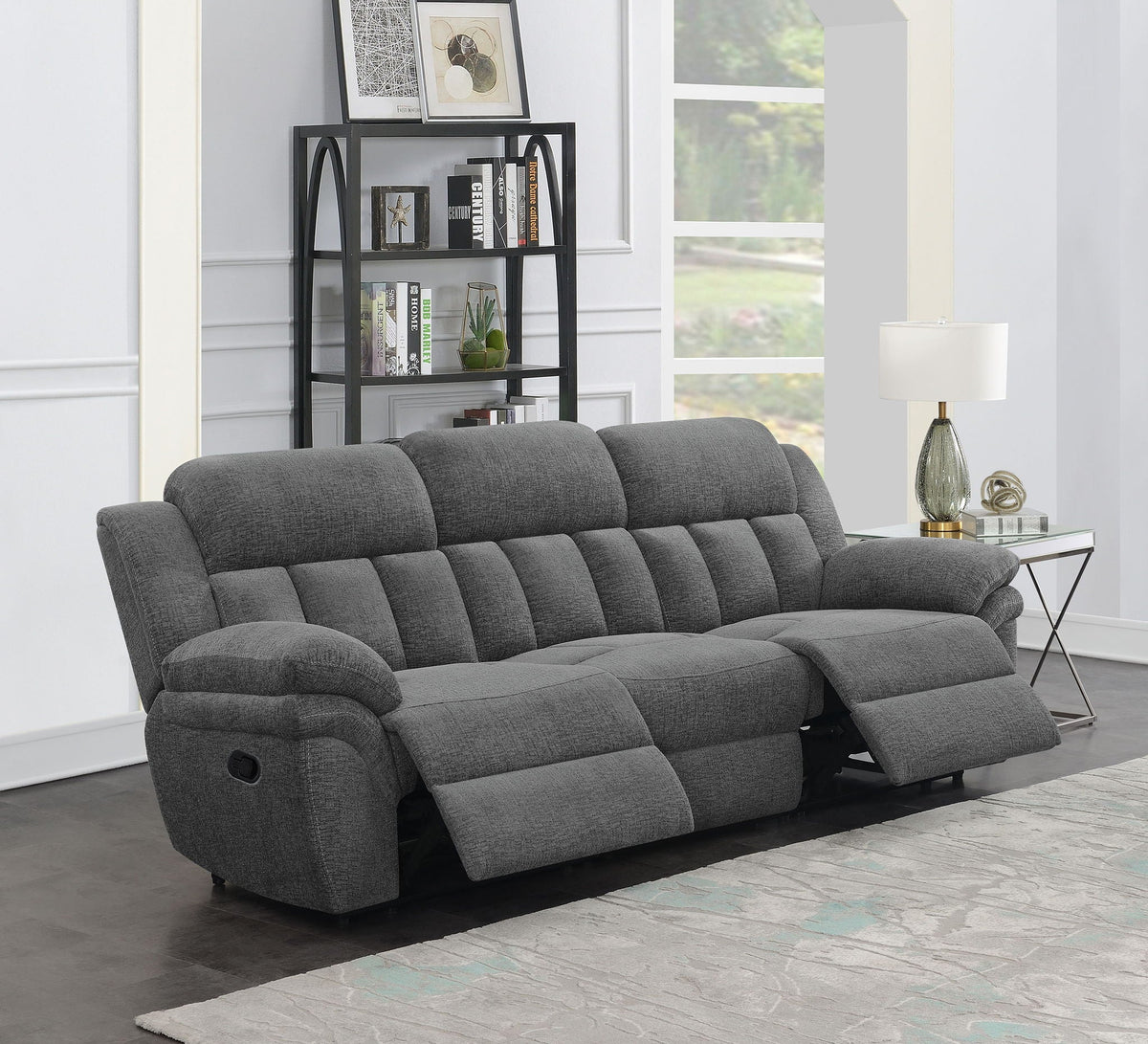 Unique Piece Furniture Bahrain Upholstered Motion Sofa Charcoal
