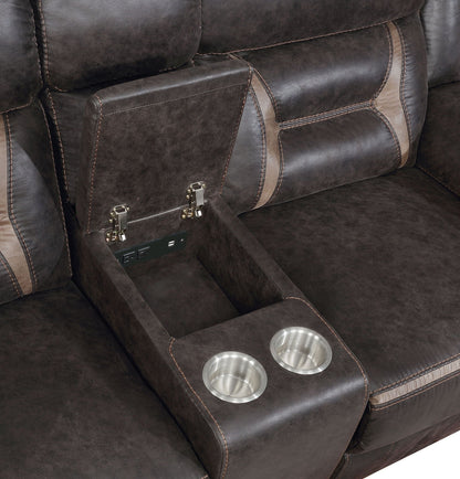Unique Piece Furniture - Greer Upholstered Motion Reclining Loveseat Brown