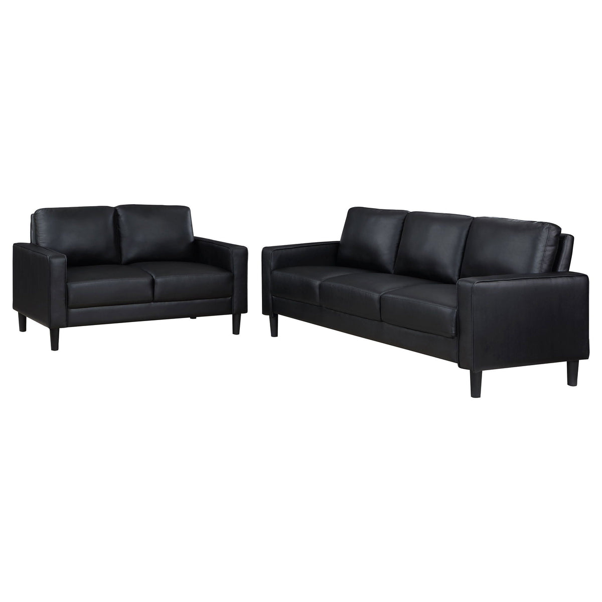 Unique Piece Furniture - Ruth 2-piece Upholstered Track Arm Sofa Set Black