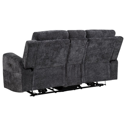 Unique Piece Furniture - Kennett Chenille Upholstered Power Reclining Loveseat Grey