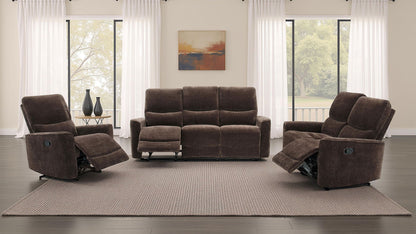 Unique Piece Furniture - Navarro 3-piece Upholstered Reclining Sofa Set Dark Brown