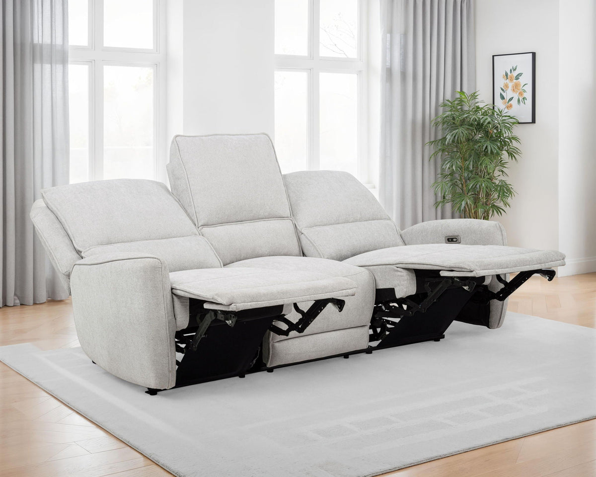 Unique Piece Furniture - Sylmar Chenille Upholstered Power Reclining Sofa Dove Grey