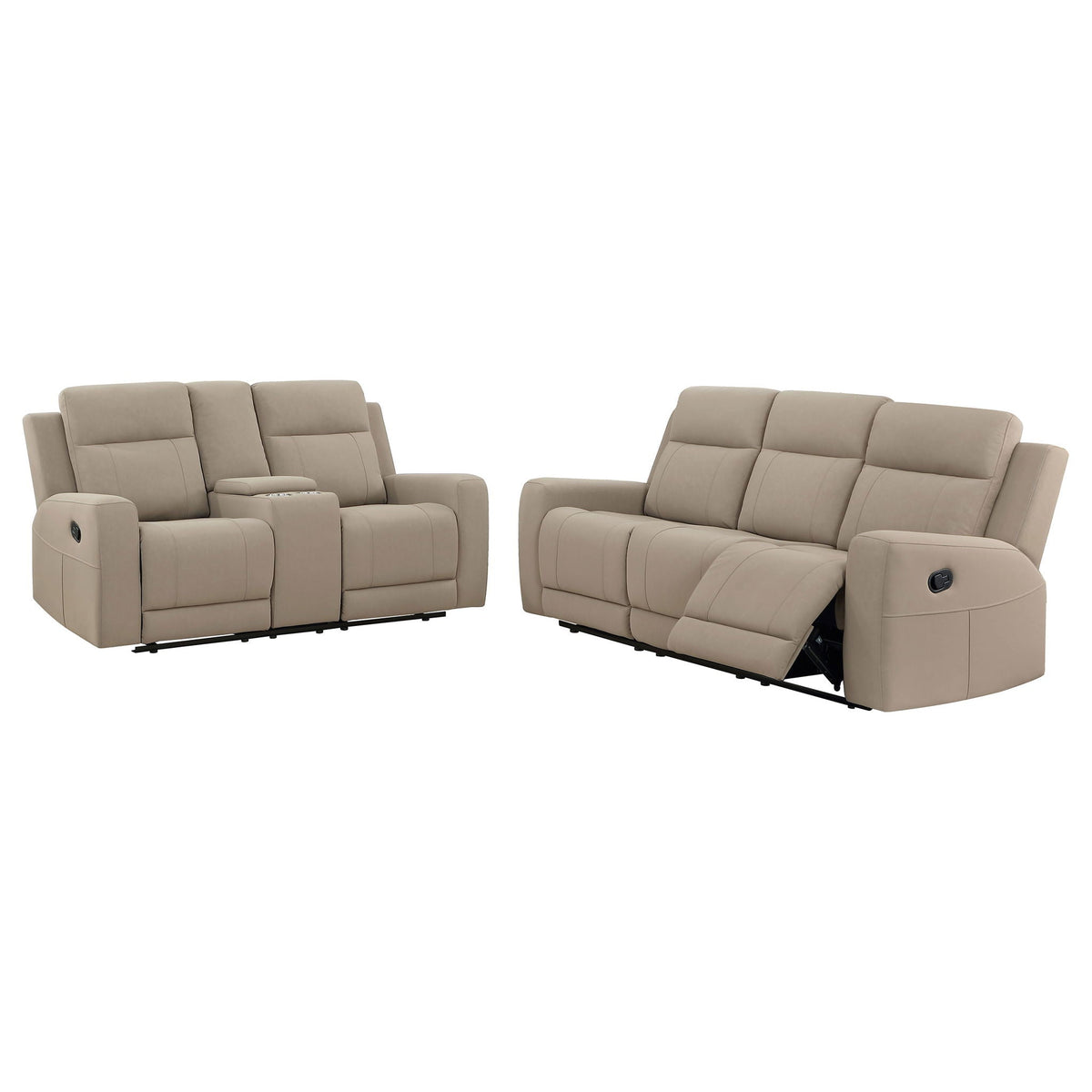Unique Piece Furniture - Brentwood 2-piece Upholstered Reclining Sofa Set Taupe