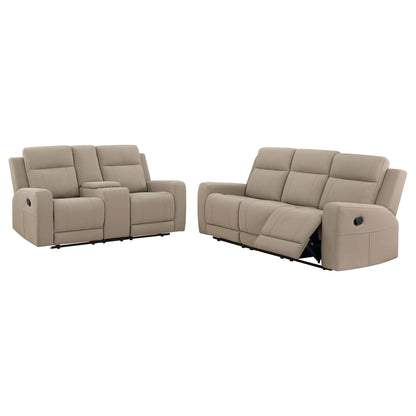 Unique Piece Furniture - Brentwood 2-piece Upholstered Reclining Sofa Set Taupe