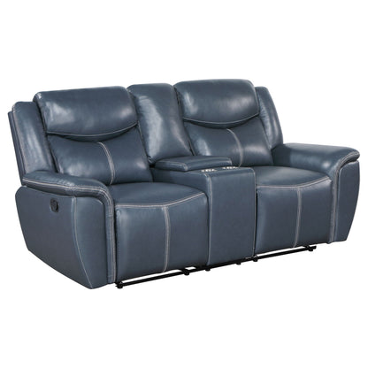 Unique Piece Furniture - Sloane Upholstered Padded Arm Reclining Loveseat Blue