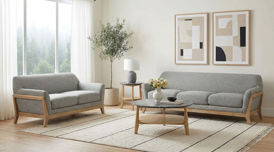 Unique Piece Furniture Vaughn 2-piece Fabric Upholstered Flared Arm Sofa Set Grey