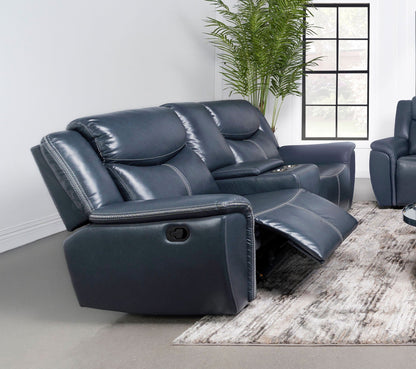 Unique Piece Furniture - Sloane Upholstered Padded Arm Reclining Loveseat Blue