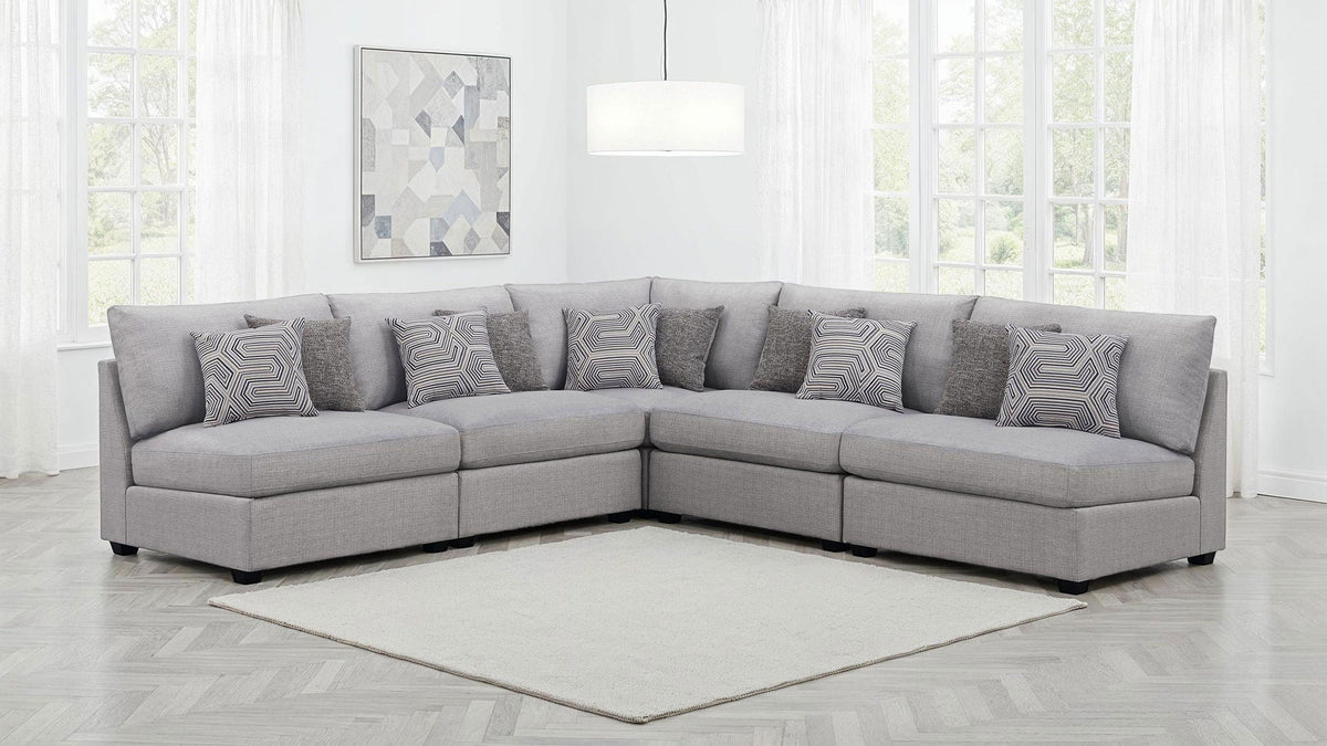 Unique Piece Furniture - Cambria 5-piece Upholstered Modular Sectional Sofa Grey