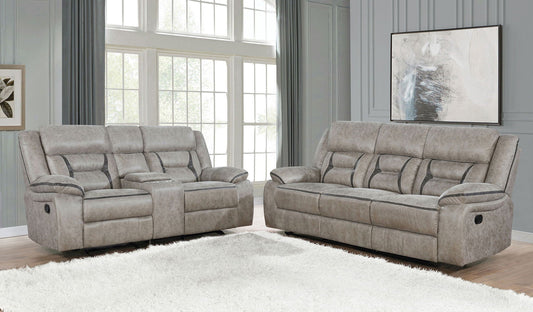 Unique Piece Furniture - Greer 2-piece Upholstered Reclining Sofa Set Taupe
