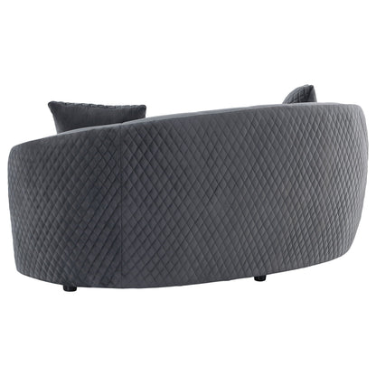 Unique Piece Furniture - Brookside Velvet Upholstered Curved Loveseat Dark Grey