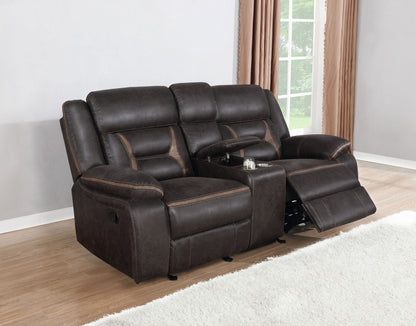 Unique Piece Furniture - Greer Upholstered Motion Reclining Loveseat Brown