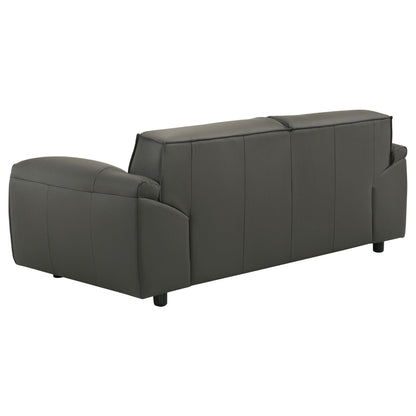Unique Piece Furniture Buxton Top Grain Leather Upholstered Loveseat Graphite