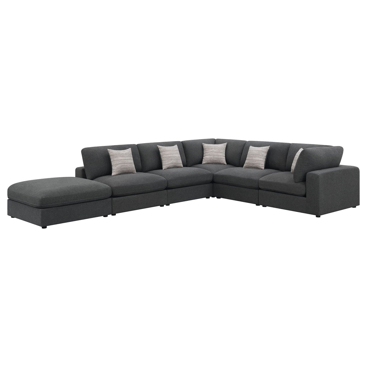 Unique Piece Furniture - Serene 6-piece Upholstered Modular Sectional Sofa Charcoal