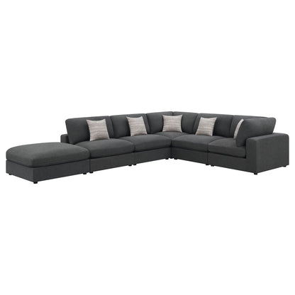 Unique Piece Furniture - Serene 6-piece Upholstered Modular Sectional Sofa Charcoal