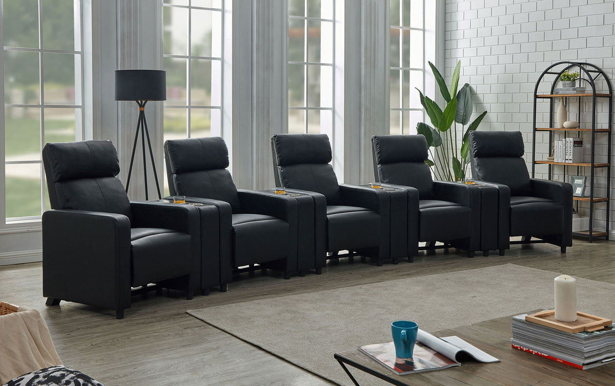 Unique Piece Furniture Toohey Upholstered Tufted Recliner Living Room Set Black