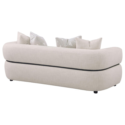 Unique Piece Furniture Jeanette 84-inch Fabric Upholstered Round Arm Sofa Beige