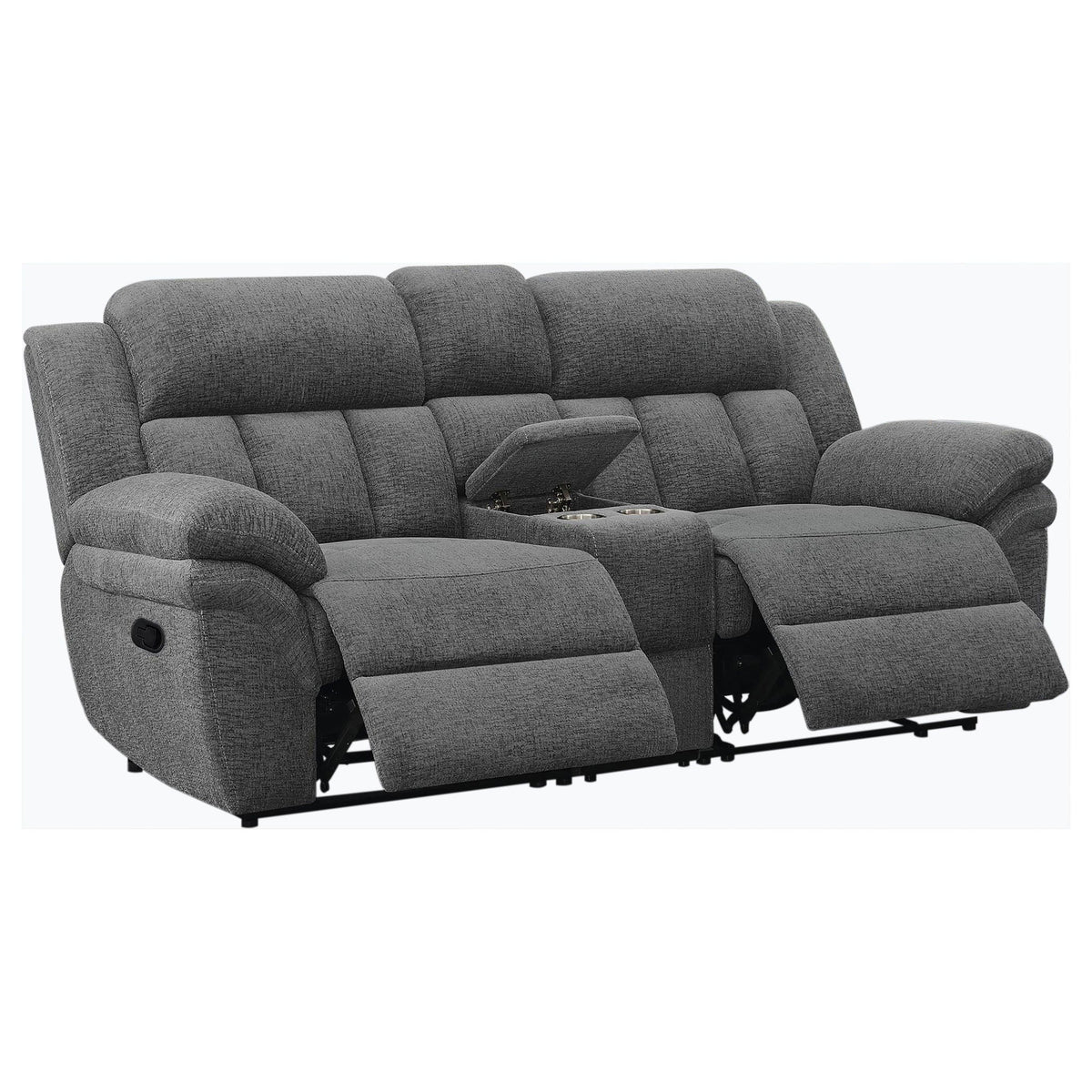 Unique Piece Furniture Bahrain Upholstered Motion Loveseat Charcoal