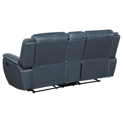 Unique Piece Furniture - Sloane Upholstered Padded Arm Reclining Loveseat Blue