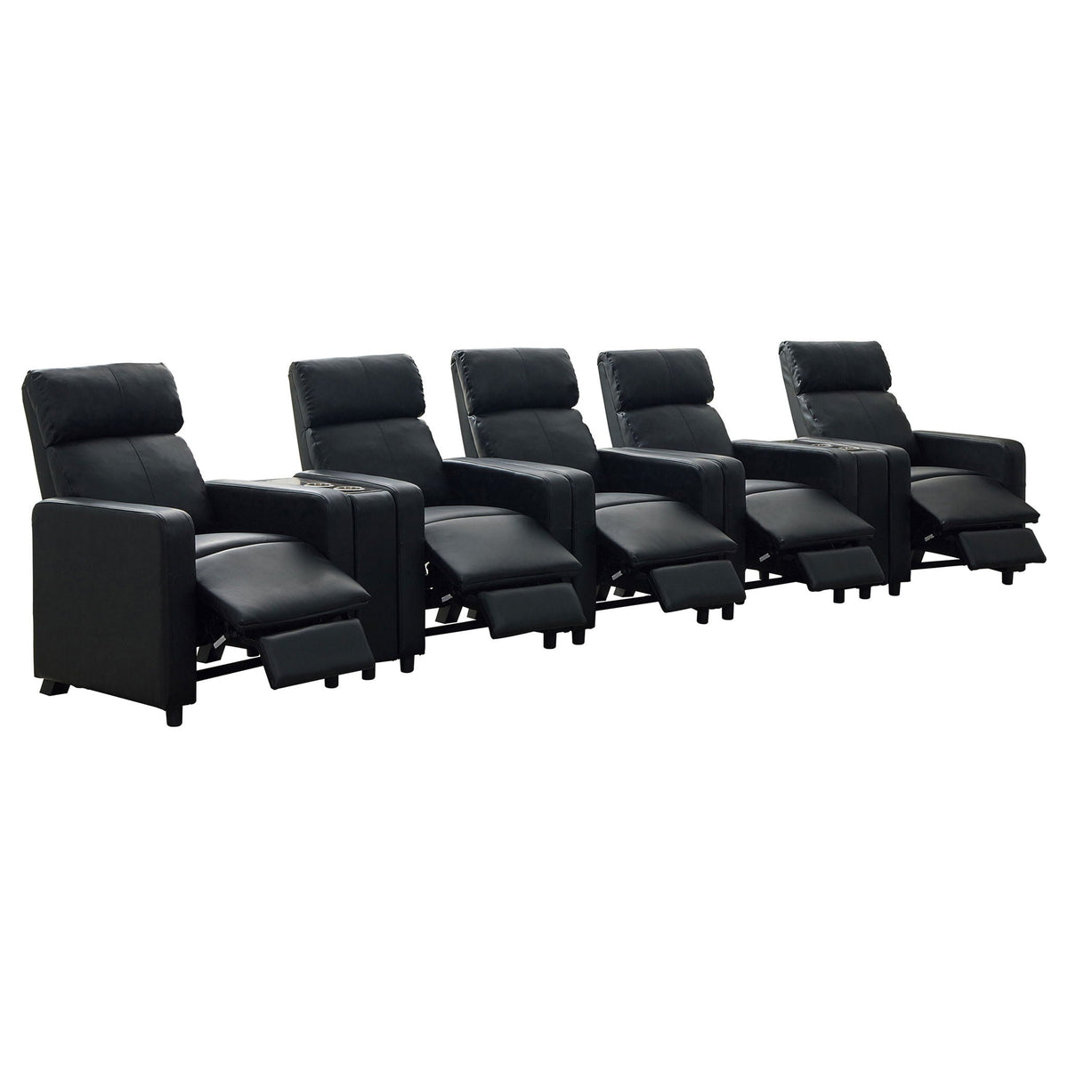 Unique Piece Furniture Toohey Upholstered Tufted Recliner Living Room Set Black