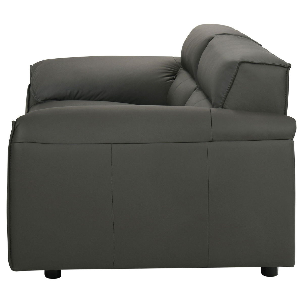 Unique Piece Furniture Buxton Top Grain Leather Upholstered Loveseat Graphite