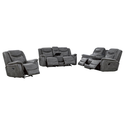 Unique Piece Furniture Conrad 3-piece Upholstered Padded Arm Motion Sofa Set Grey