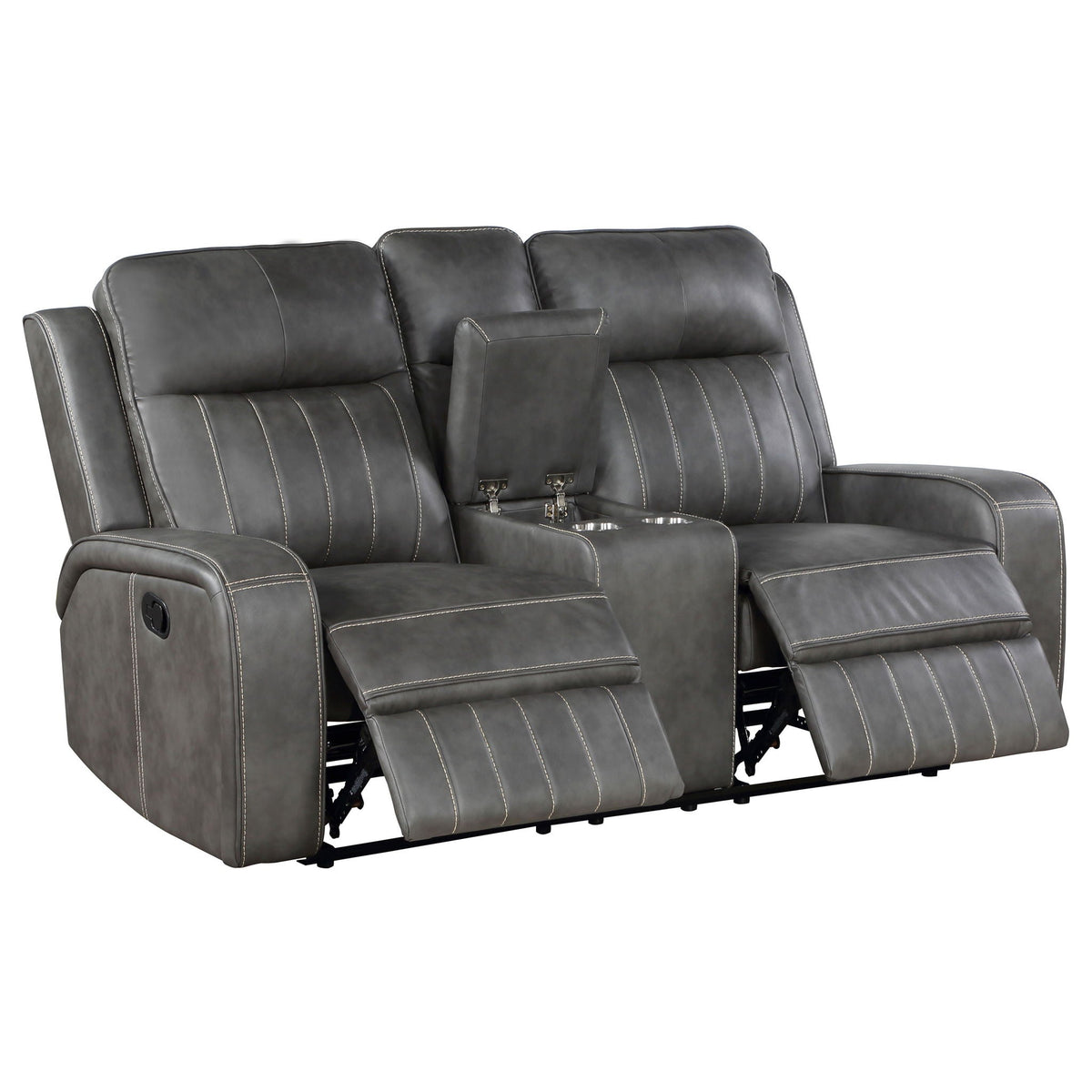 Unique Piece Furniture - Raelynn Upholstered Track Arm Motion Loveseat Grey