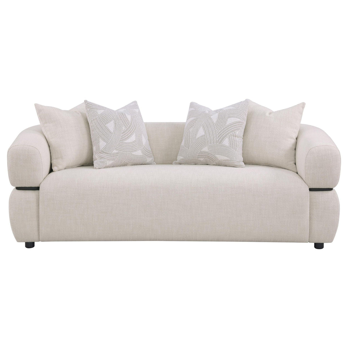 Unique Piece Furniture Jeanette 84-inch Fabric Upholstered Round Arm Sofa Beige