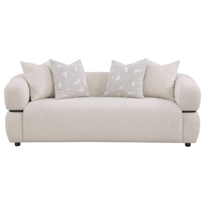 Unique Piece Furniture Jeanette 84-inch Fabric Upholstered Round Arm Sofa Beige