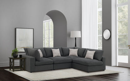 Unique Piece Furniture - Serene 4-piece Upholstered Modular Sectional Sofa Charcoal