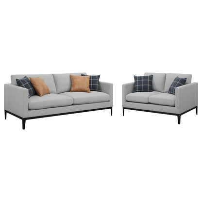 Unique Piece Furniture - Apperson 2-piece Upholstered Track Arm Sofa Set Light Grey