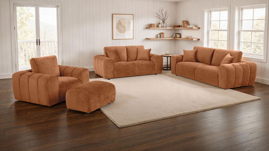 Unique Piece Furniture - Burnett 4-piece Chenille Upholstered Sofa Set Burnt Orange