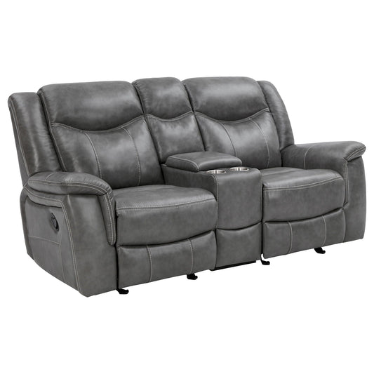 Unique Piece Furniture - Conrad Upholstered Padded Arm Glider Loveseat Grey