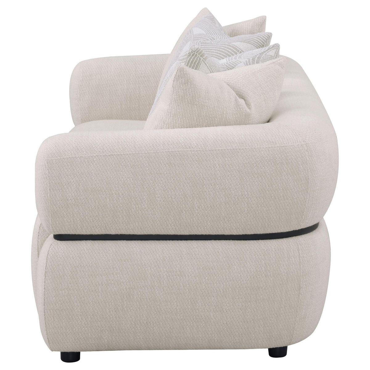 Unique Piece Furniture Jeanette 84-inch Fabric Upholstered Round Arm Sofa Beige