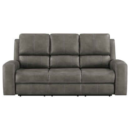 Unique Piece Furniture Brickston Triple Power Reclining Sofa Charcoal