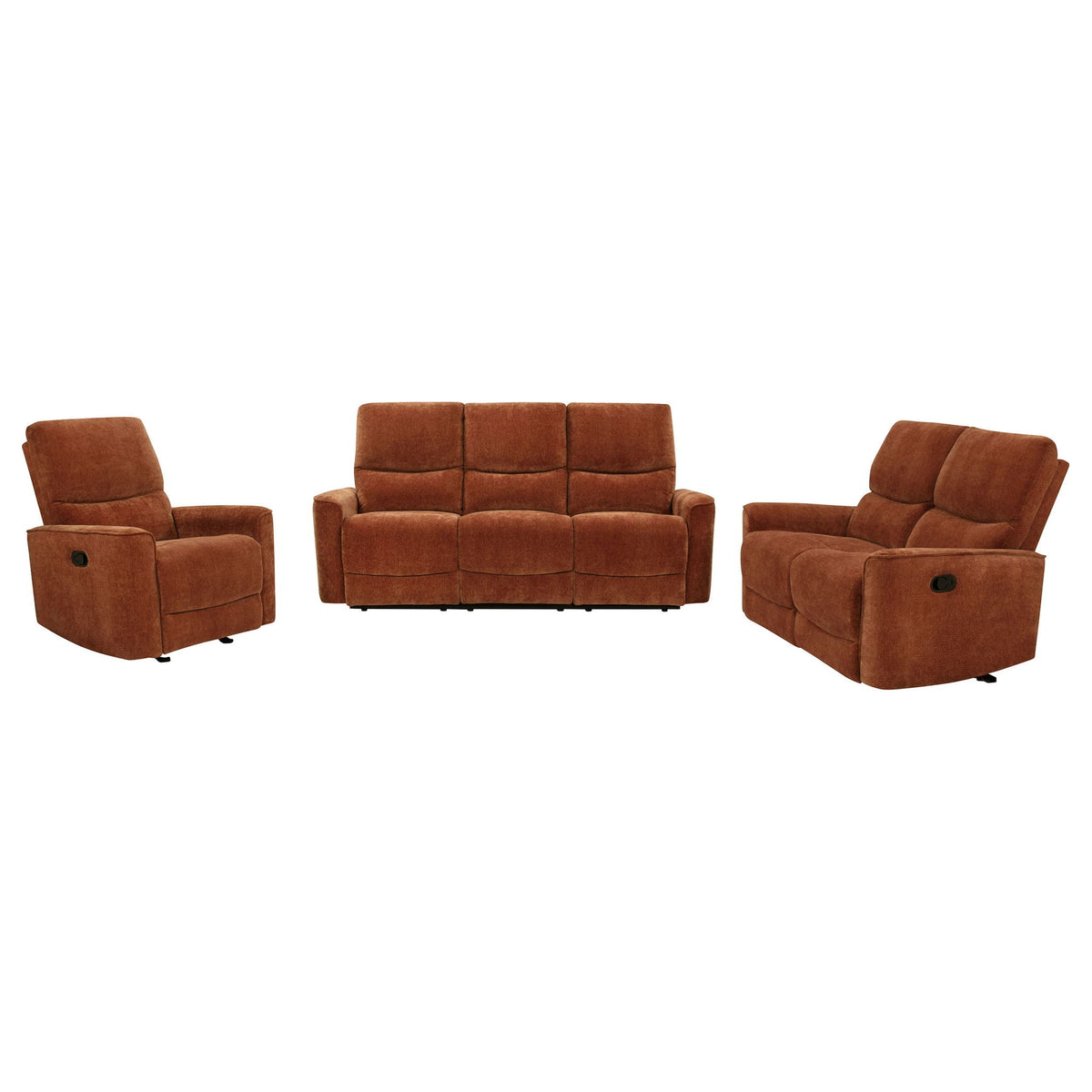 Unique Piece Furniture Navarro 3-piece Upholstered Reclining Sofa Set Orange