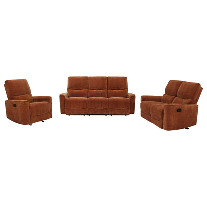 Unique Piece Furniture Navarro 3-piece Upholstered Reclining Sofa Set Orange