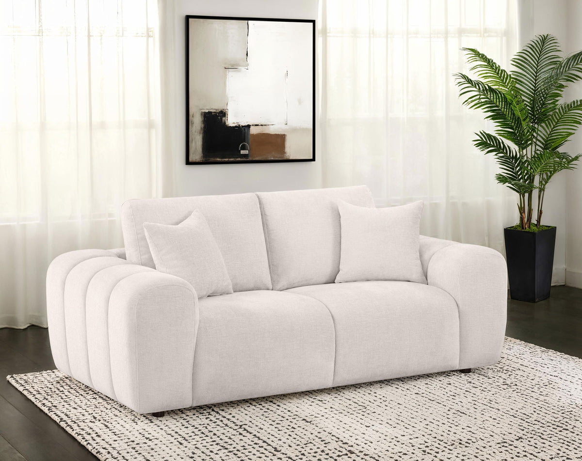 Unique Piece Furniture Burnett Chenille Upholstered Wide Arm Loveseat Ivory