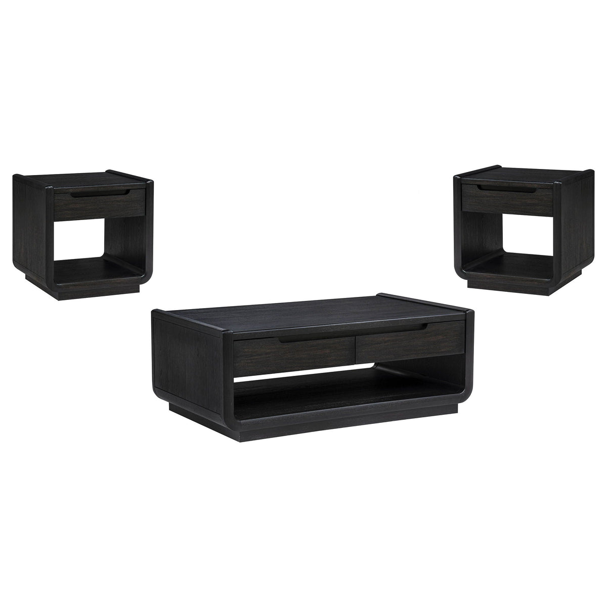 Unique Piece Furniture - Leandro 3-piece Wood Coffee and End Table Set Burnished Black