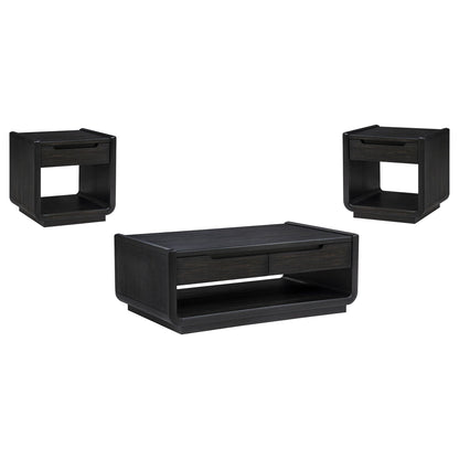 Unique Piece Furniture - Leandro 3-piece Wood Coffee and End Table Set Burnished Black