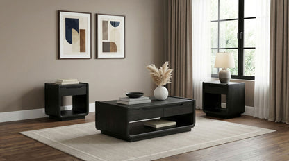 Unique Piece Furniture - Leandro 3-piece Wood Coffee and End Table Set Burnished Black