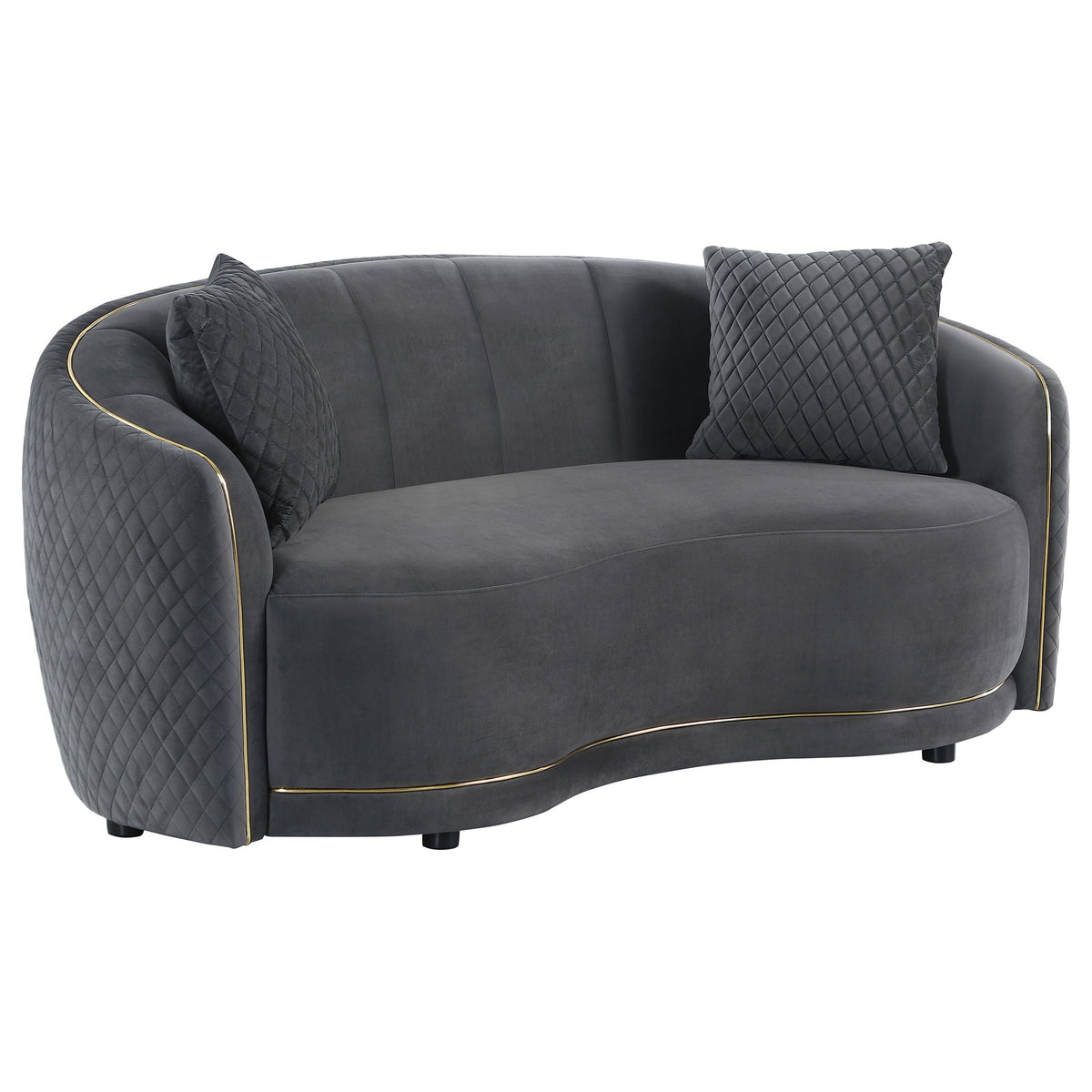 Unique Piece Furniture - Brookside 2-piece Velvet Upholstered Sofa Set Dark Grey