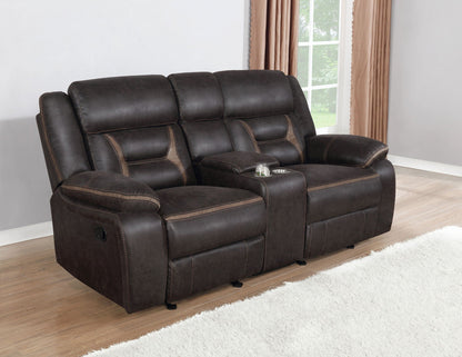 Unique Piece Furniture - Greer Upholstered Motion Reclining Loveseat Brown