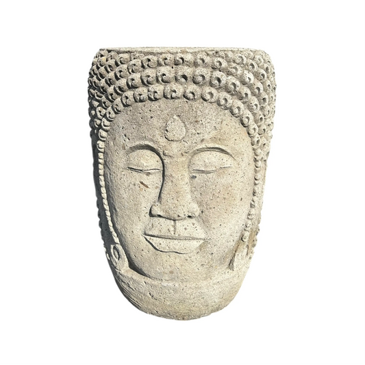 The Broward Design Center - Stone Buddha Face Pot